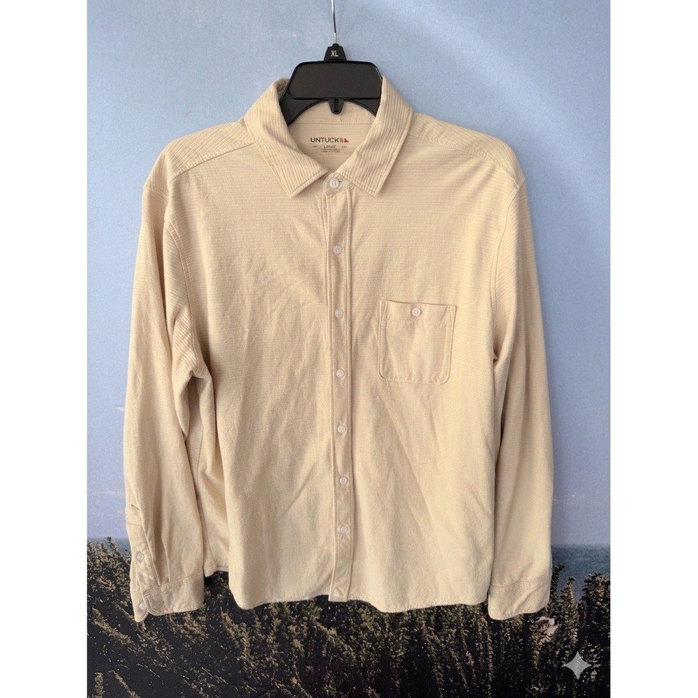 Untuckit Long Sleeve Button Up Shirt Mens Sz L Cotton Soft Feel.
